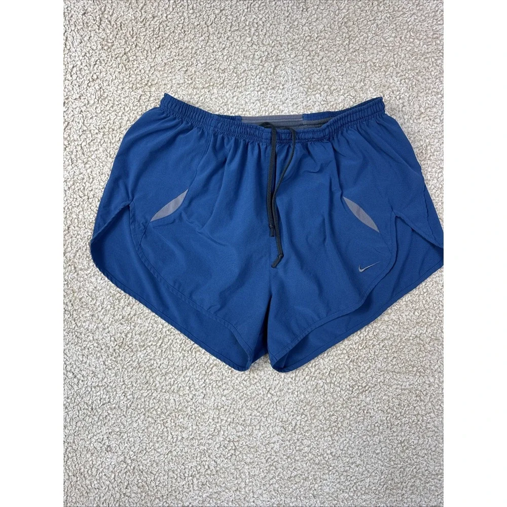 Nike Womens Dri-FIT Tempo Running Shorts With Liner Size L Blue Gray